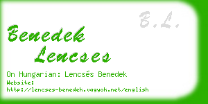 benedek lencses business card