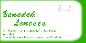 benedek lencses business card